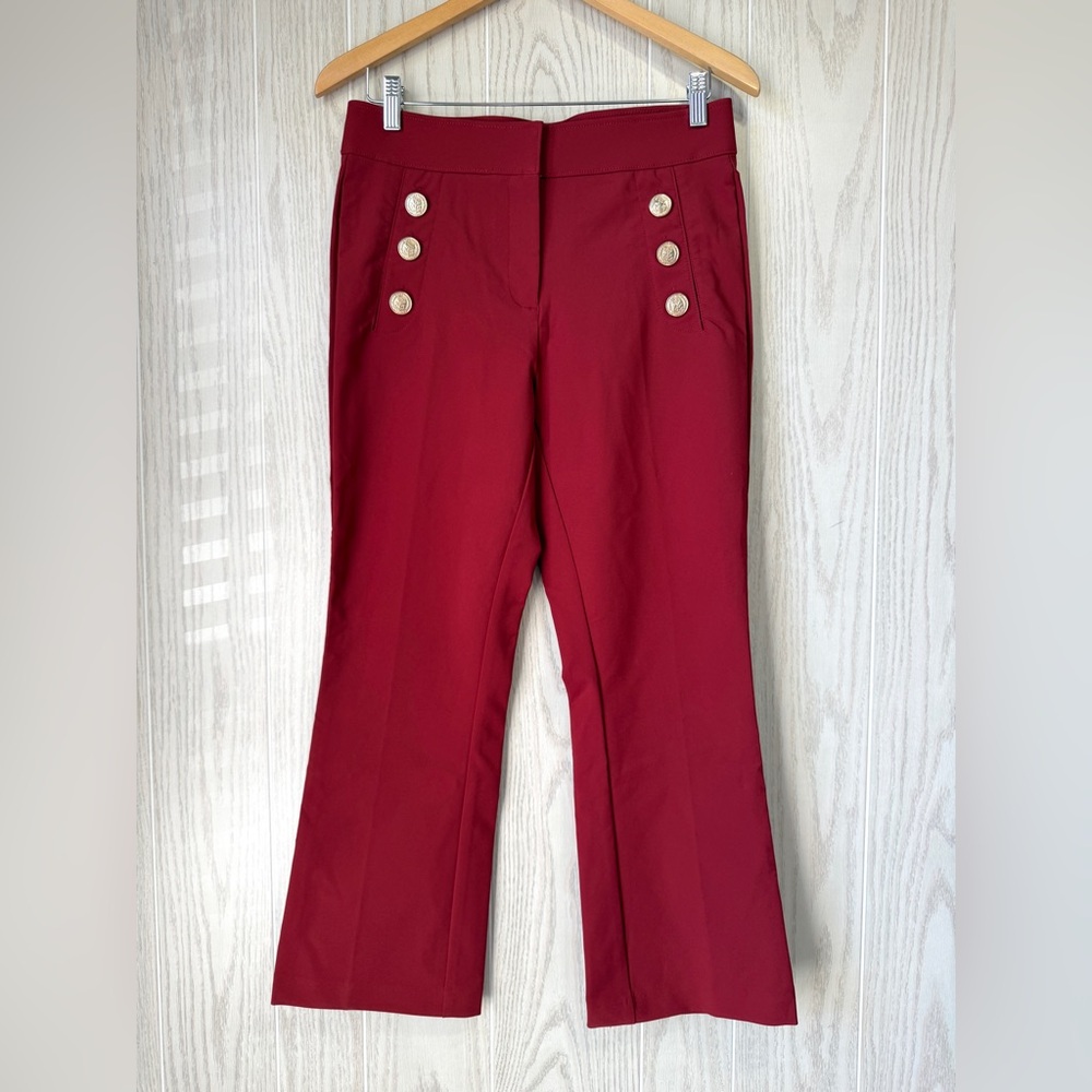 JL Atelier Red Sailor Button Front Trousers Size M EUC